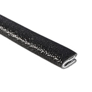 TRIM-LOK front view of black pebble edge trim showing profile and length, offers clean finished edge