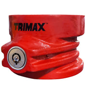Trimax front view showing heavy-duty lock and visible deterrent