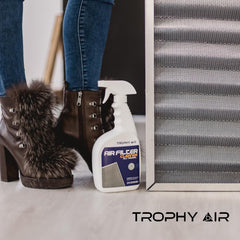 Trophy Air cleaned filter rinsed and air-drying to illustrate extended filter life and efficiency