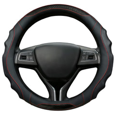 TRROCC front view showing black leather cover and red stitching benefit: stylish upgrade