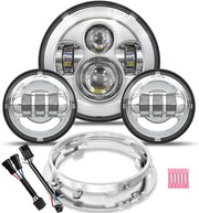 TRUCKMALL 7-inch headlight front view showing bright beam and improved visibility