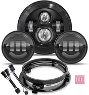 TRUCKMALL 7-inch headlight front view showing bright beam and modern look benefits