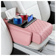 TSIEBRV front view of pink console cover providing organized armrest
