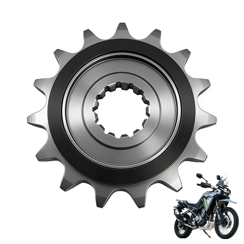 TT719 front view showing 15T sprocket and precise tooth geometry benefit smoother engagement