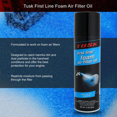TUSK spraying foam filter demonstrating even coverage and easy application