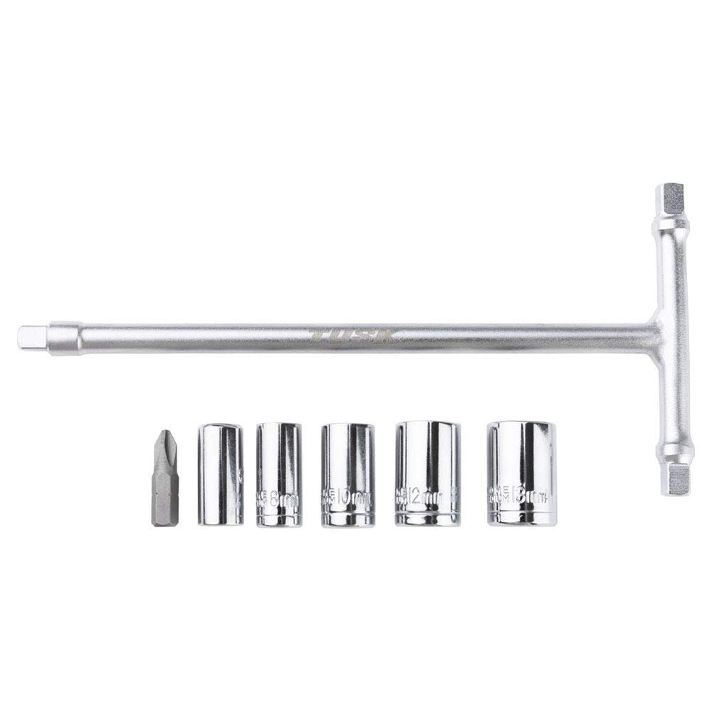 TUSK front view three‑way T‑handle wrench showing sockets and portability benefit