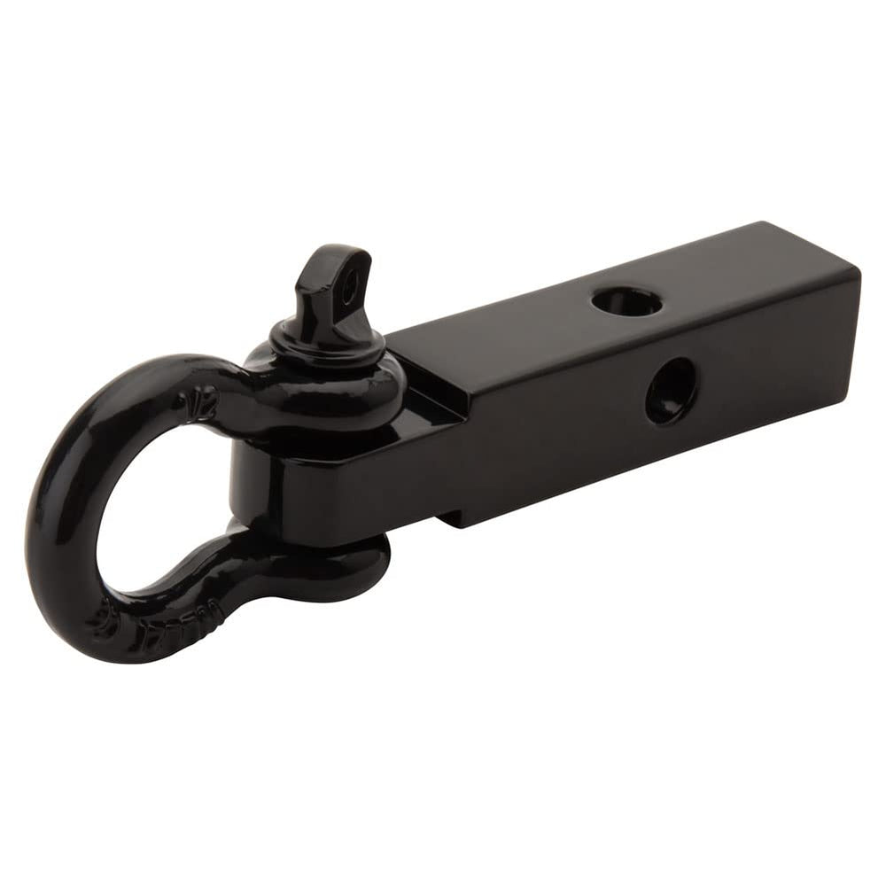 TUSK front view of 1-1/4 inch hitch receiver showing shackle and included pin for secure towing