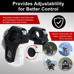 TUSK risers installed on dirt bike cockpit improving rider reach