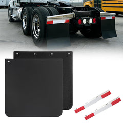 TUSPUR front view of two 24x24 mud flaps showing full coverage benefit