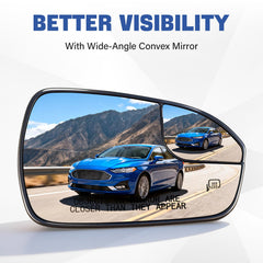 Tutor Auto high-clarity mirror glass close-up improving wide-angle visibility for safety