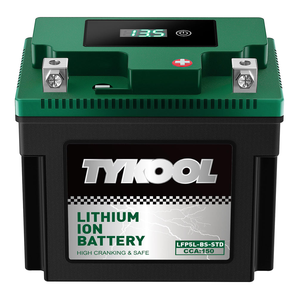 TYKOOL front view showing battery shape and mounting benefits
