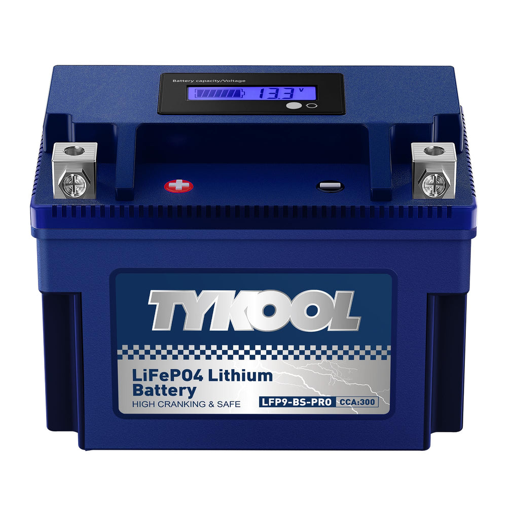 TYKOOL front view showing compact battery and lightweight advantage