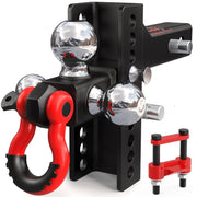 TYT front view tri-ball hitch showing ball options and compact design for versatile towing