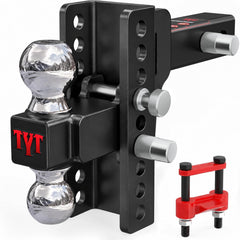 TYT front view of ball mount showing dual balls and sturdy construction, reliable towing