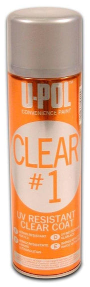 U-POL CLEAR#1 front label showing product and volume, highlights fast drying