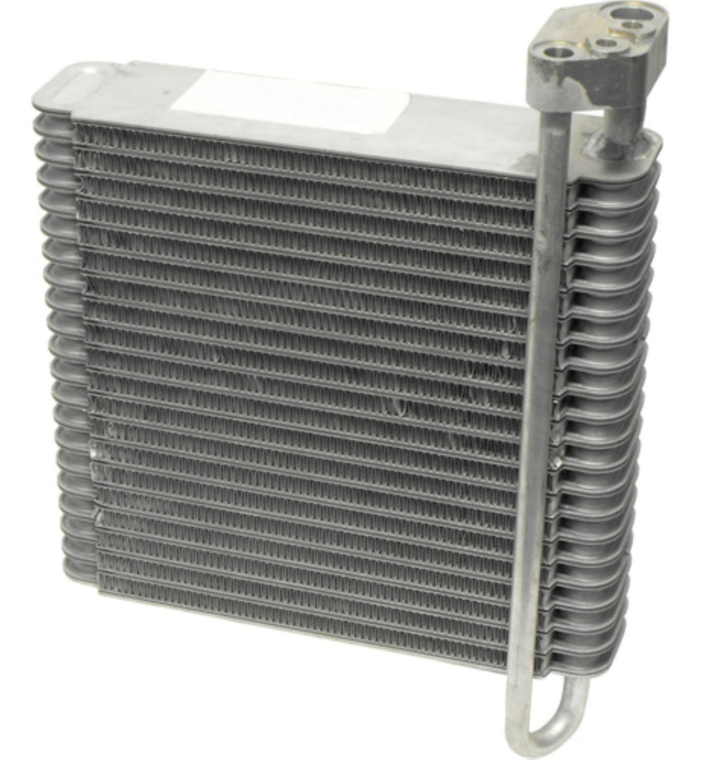UAC evaporator core front view showing fins and inlet, improves cabin cooling efficiency