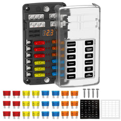 UCkasayfy front panel showing 12 fuse slots and LED readout for quick monitoring
