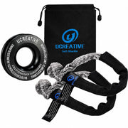 Ucreative front view of recovery ring and two soft shackles showing compact kit and portability
