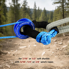 Ucreative UHMWPE soft shackle close-up knot detail offering secure, low-abrasion connection