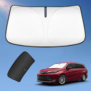 UKTOP front view of sun shade on Sienna windshield showing full coverage benefit