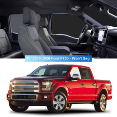 ULROLIT shade installed on F-150 driver side window benefit: reduces cabin temperature and glare