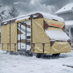 Umbrauto front view of fitted Class C RV cover showing full fit and protection