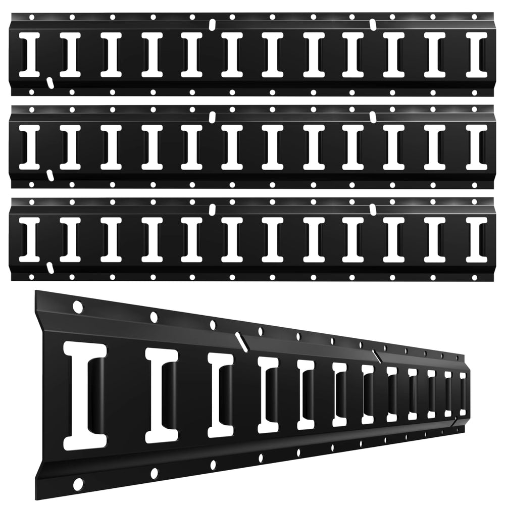 UMIRO front view of 2ft black E-track rail showing sturdy construction and secure anchor benefit