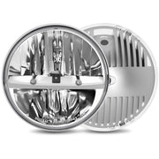 UNI-SHINE front view showing chrome 7-inch LED headlights and benefits of brighter illumination