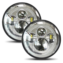 UNI-SHINE front view 7-inch LED headlight showing bright projector benefits