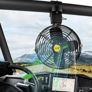 UNIGT overhead fan front view showing dual 6 inch fans and aluminum frame for cool airflow