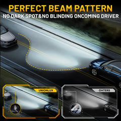 unionlux fog light beam at night, showing improved road visibility benefit