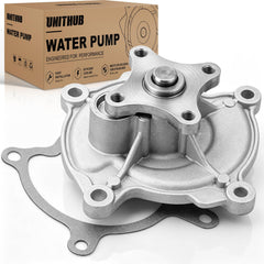 UNITHUB front view water pump showing mounting flanges and gasket for direct fit