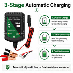 Unocho alligator clips attached to battery posts, fast temporary connection benefit