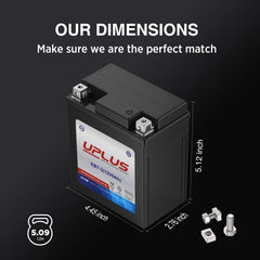 UPLUS battery side with dimensions, compact fit for OEM trays
