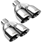 Upower front view of dual exhaust tip showing polished finish and outlets for enhanced style