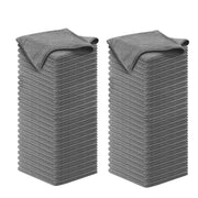 USANOOKS front packaging of 100 grey microfiber cloths, shows bulk value and durability
