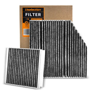 Uselection front packaging showing cabin and engine filter set, clear replacement benefit