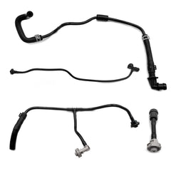 Uselection front view of four coolant overflow hoses showing fitment benefit