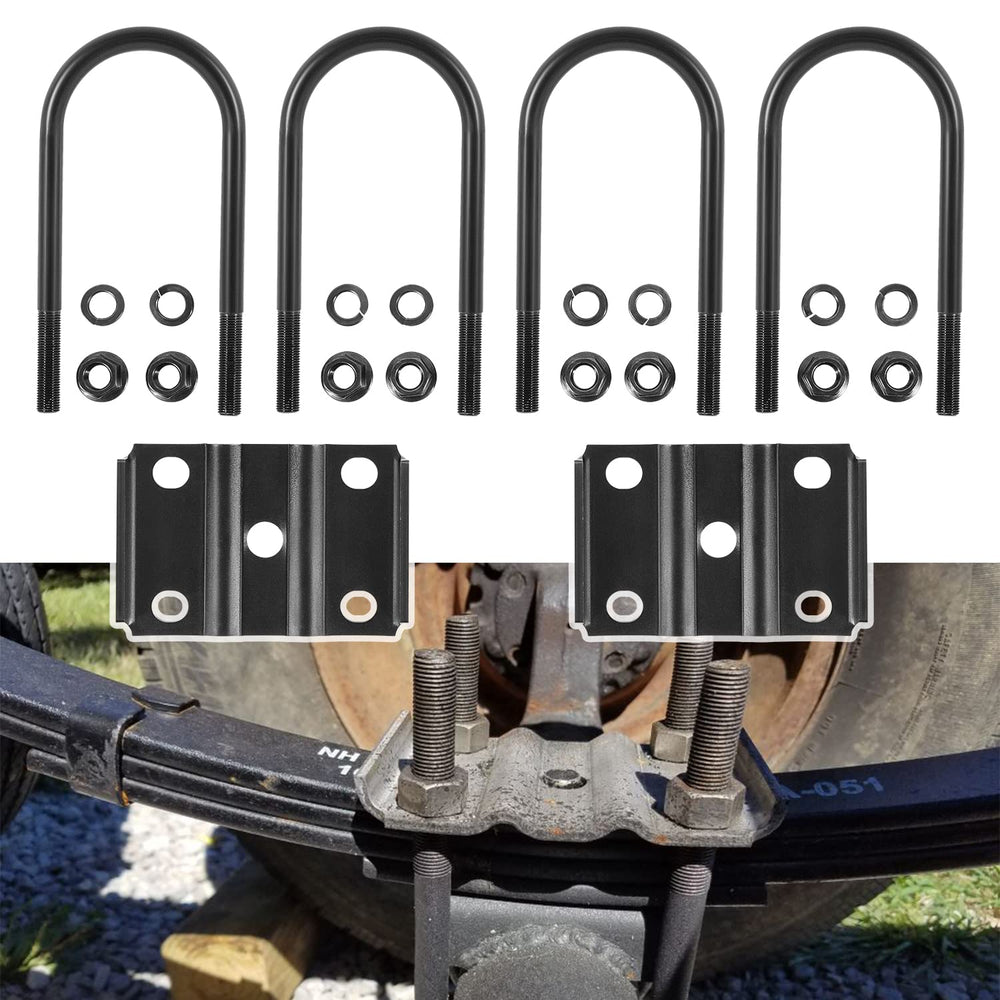 Ussuray front packaging of U‑bolt kit showing contents and brand benefit