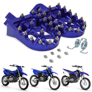 USTPO front view of blue footpegs showing wider platform and improved control