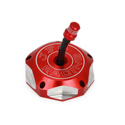USTPO red gas cap front view showing durable CNC finish and improved style