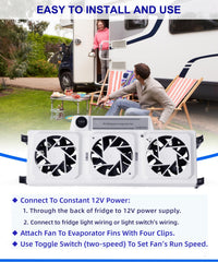 uueego installed inside RV fridge demonstrating even cold distribution