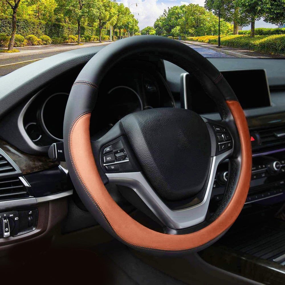 Valleycomfy front view showing brown microfiber leather and sport styling benefit