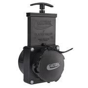 Valterra 3" front view showing valve and cap for secure RV dumping