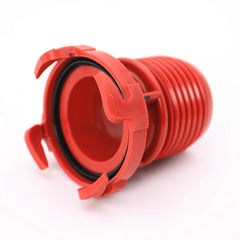 Valterra adapter attached to drain hose demonstrating tool-free installation benefit