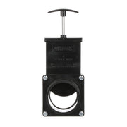 Valterra gate valve front view showing hub x spigot connection and durable ABS body benefit: clear fitment