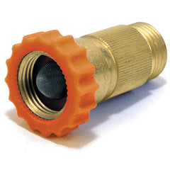 Valterra regulator front view showing brass finish and threaded connector, durable protection
