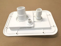 Valterra vent and threaded city connection visible with screen for debris protection