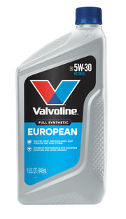 Valvoline full synthetic 5W‑30 front quart packaging shows brand and product benefit