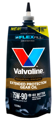 Valvoline FlexFill pouch front view showing branding and easy-pour benefit